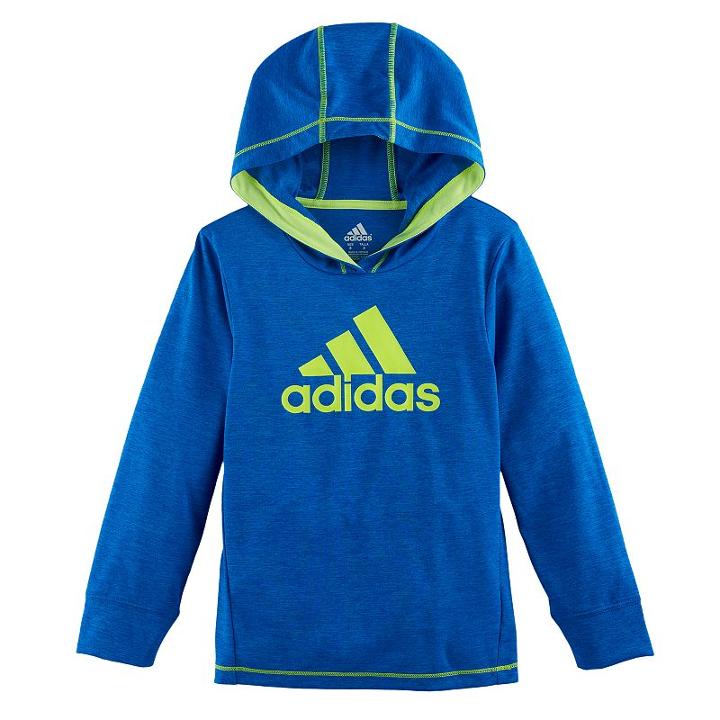 Boys 4-7x Adidas Climalite Hooded Graphic Pullover, Size: 7, Brt Blue