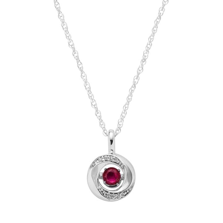Brilliance In Motion Ruby & Diamond Accent Knot Pendant, Women's, Size: 18, Red