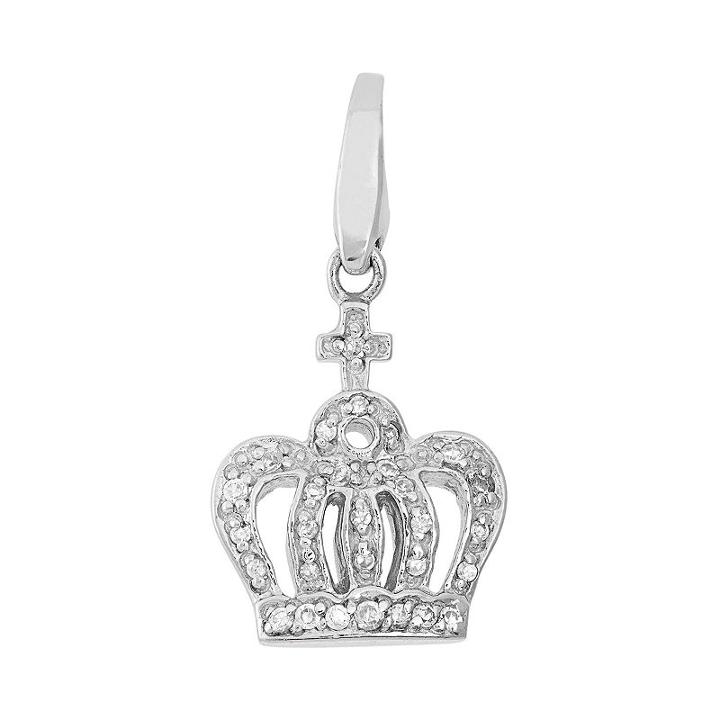 Giorgio Martello Cubic Zirconia Sterling Silver Crown Charm, Women's, Grey