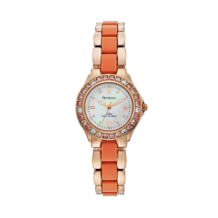 Armitron Women's Crystal Stainless Steel Watch, Pink