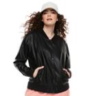 Madden Nyc Juniors' Plus Size Faux-leather Bomber Jacket, Teens, Size: 2xl, Black