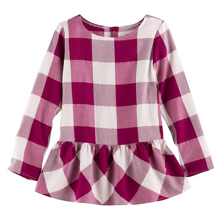 Girls 4-12 Sonoma Goods For Life&trade; Back-button Peplum Top, Size: 7, Brt Pink