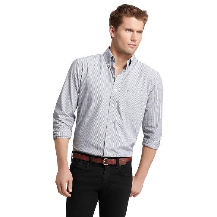 Big & Tall Izod Checked Casual Button-down Shirt, Men's, Size: 4xb, Blue (navy)