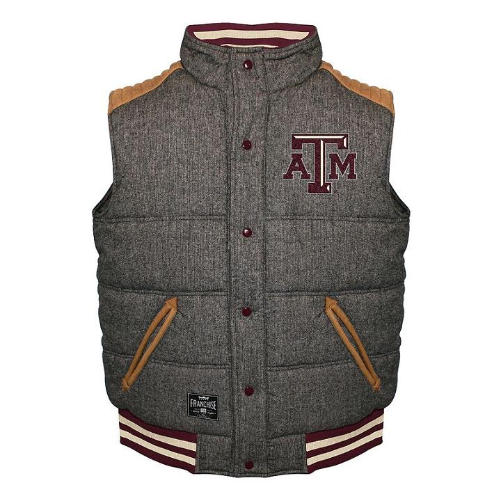 Men's Franchise Club Texas A & M Aggies Legacy Reversible Vest, Size: 3xl, Grey