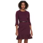 Women's Sharagano Ponte Bell Sleeve Flounce Dress, Size: 14, Purple Oth