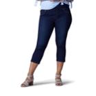 Plus Size Lee Pull-on Slimming Capri Jeans, Women's, Size: 25 - Regular, Dark Blue