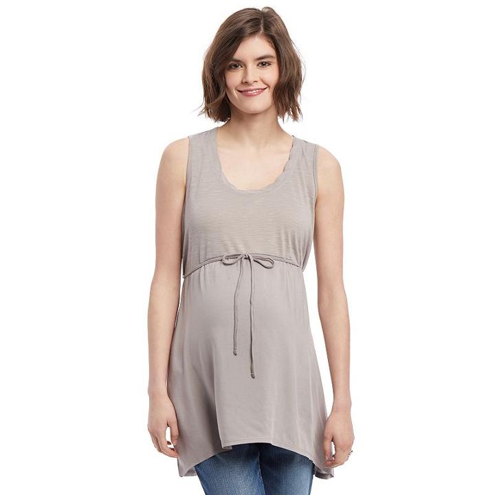 Maternity Oh Baby By Motherhood&trade; Scallop High-low Tunic, Women's, Size: Large, Grey