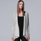 Women's Simply Vera Vera Wang Mixed-media Flyaway Cardigan, Size: Small, Light Grey