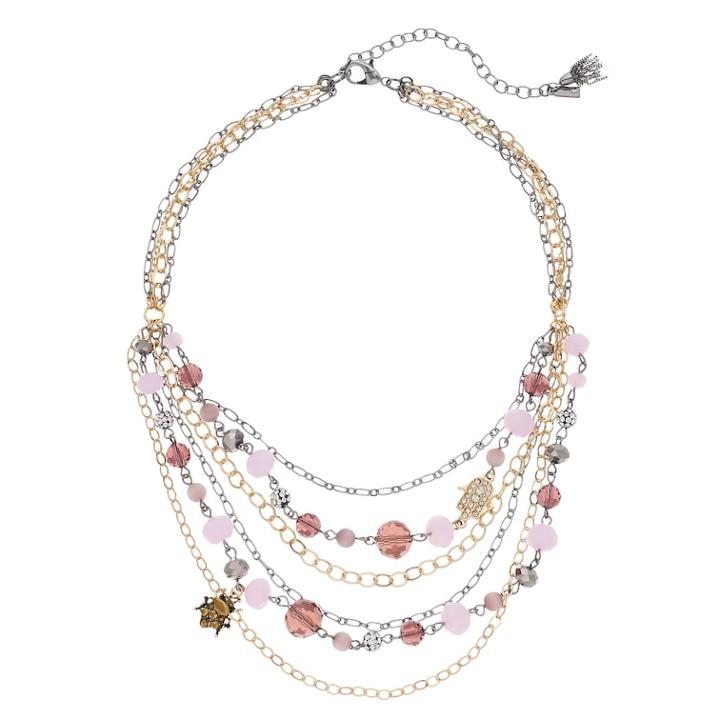 Simply Vera Vera Wang Beaded Two Tone Layered Swag Necklace, Women's, Pink