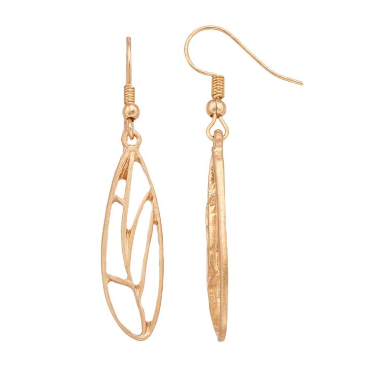 Gold Tone Cutout Drop Earrings, Women's