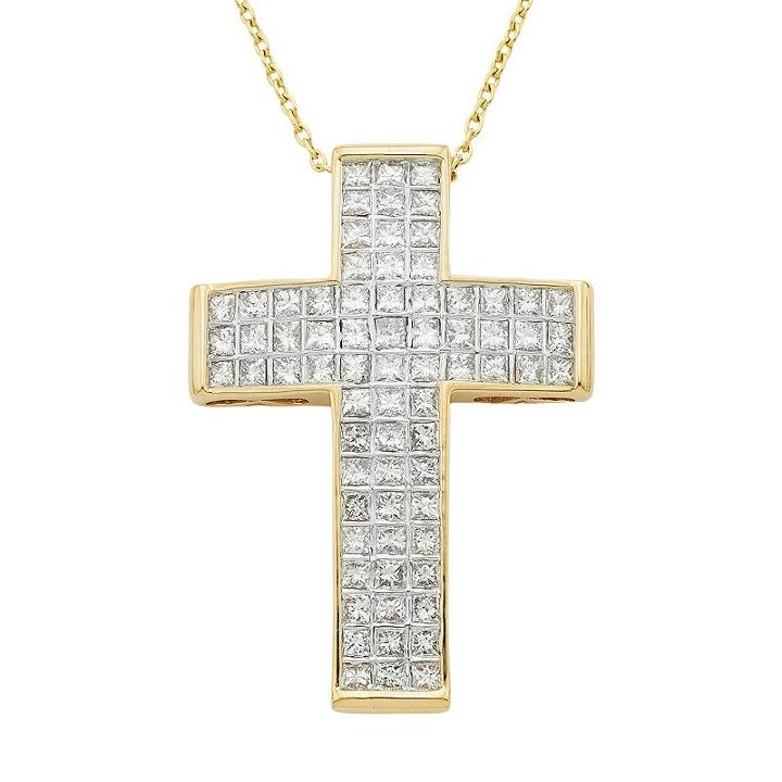14k Gold 1 Carat T.w. Igl Certified Diamond Cross Pendant, Women's, Size: 18, White