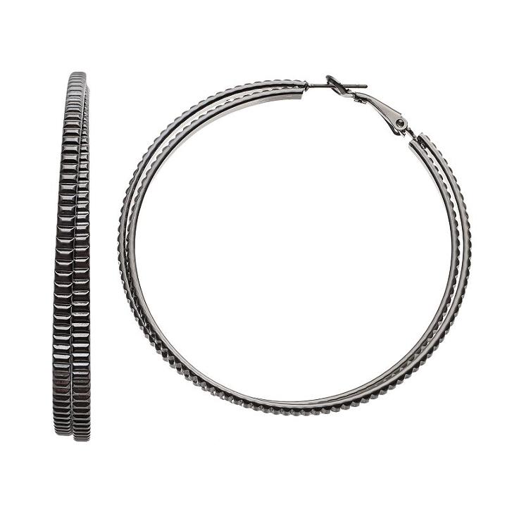 Simply Vera Vera Wang Textured Crisscross Nickel Free Hoop Earrings, Women's, Oxford
