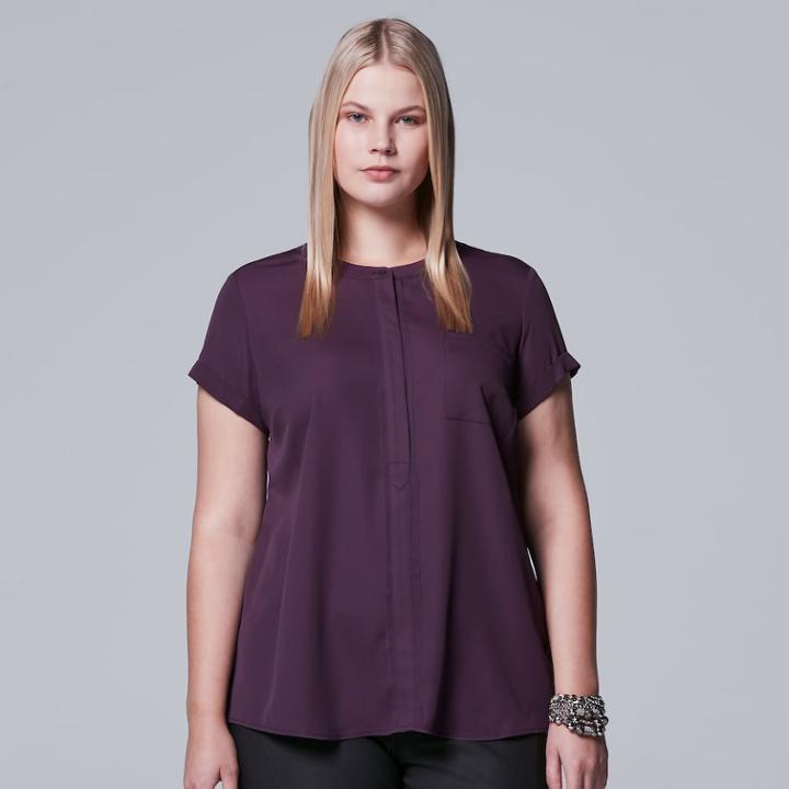 Plus Size Simply Vera Vera Wang Essential Popover Top, Women's, Size: 1xl, Med Purple