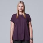 Plus Size Simply Vera Vera Wang Essential Popover Top, Women's, Size: 1xl, Med Purple