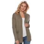 Juniors' So&reg; Drop Shoulder Rib Sleeve Cardigan, Teens, Size: Xl, Med Green