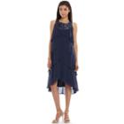 Expo Beaded Tiered Chiffon Dress - Women's, Size: 8, Blue (navy)
