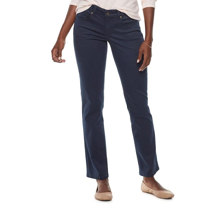 Women's Sonoma Goods For Life&trade; Straight-leg Sateen Pants, Size: 16, Blue (navy)