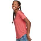 Juniors' So&reg; Lace-up Shoulder Tee, Teens, Size: Xs, Red