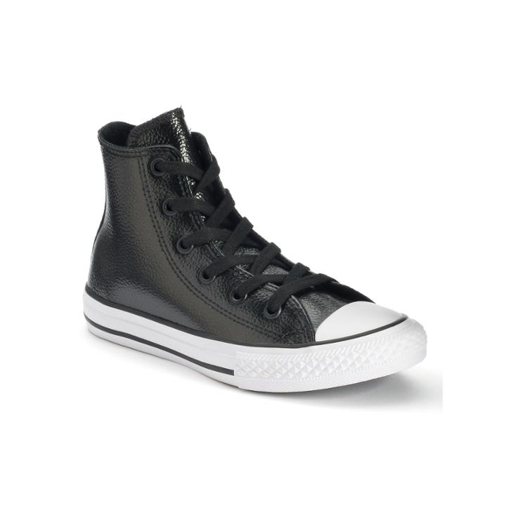 Kid's Converse Chuck Taylor All Star Stingray Leather High-top Sneakers, Size: 1, Black