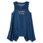 Girls 7-16 & Plus Size Mudd&reg; Crochet Lace Yoke Sharkbite Tank Top, Girl's, Size: 10, Med Blue