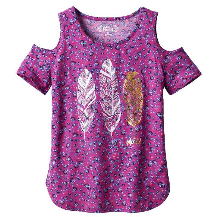 Girls 7-16 & Plus Size Mudd&reg; Cold-shoulder Graphic Tee, Size: 12, Med Purple