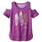 Girls 7-16 & Plus Size Mudd&reg; Cold-shoulder Graphic Tee, Size: 12, Med Purple