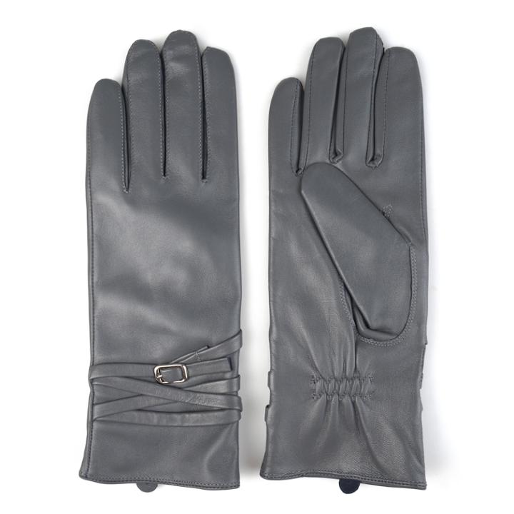 Women's Journee Collection Microfiber-lined Leather Gloves, Size: Medium, Grey