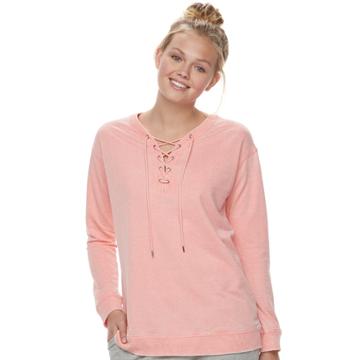 Juniors' Cloud Chaser Lace-up Sweatshirt, Teens, Size: Xs, Orange
