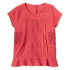 Girls 4-12 Sonoma Goods For Life&trade; Crochet Paneled Top, Girl's, Size: 4, Lt Orange