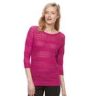 Women's Dana Buchman Open-work Scoopneck Sweater, Size: Xs, Pink