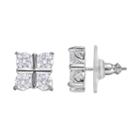 Primrose Sterling Silver Cubic Zirconia Square Stud Earrings, Women's, White