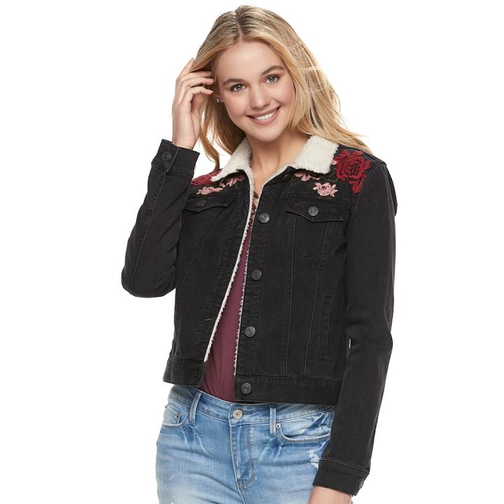 Juniors' Mudd&reg; Sherpa Lined Jean Jacket, Teens, Size: Xl, Oxford