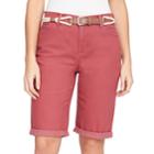 Women's Gloria Vanderbilt Joslyn Belted Bermuda Jean Shorts, Size: 4, Light Red