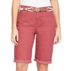 Women's Gloria Vanderbilt Joslyn Belted Bermuda Jean Shorts, Size: 4, Light Red
