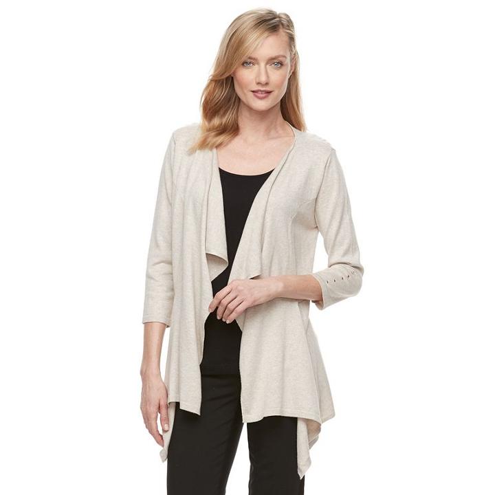 Women's Dana Buchman Draped Open-front Cardigan, Size: Small, Lt Beige