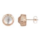 18k Rose Gold Over Silver Mother-of-pearl Doublet Hammered Stud Earrings, Women's, White