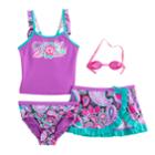 Girls 4-6x Zeroxposur Paisley Tankini Top, Bottoms & Skirt Swimsuit Set, Size: 6x, Red (beet)