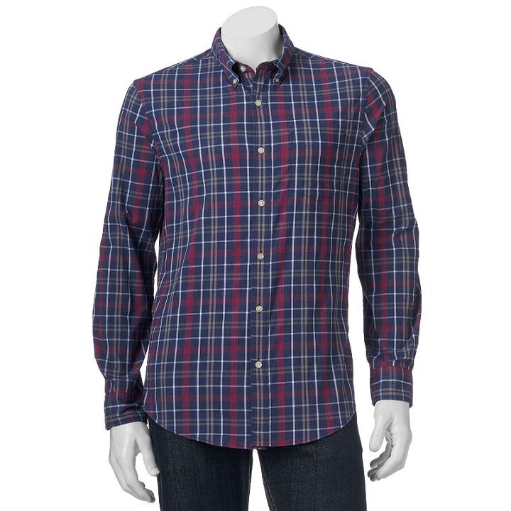 Men's Sonoma Goods For Life&trade; Poplin Button-down Shirt, Size: Large, Dark Blue