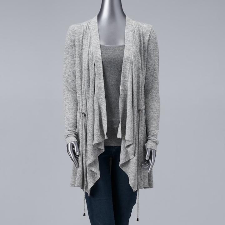 Women's Simply Vera Vera Wang Draped Open-front Cardigan, Size: Xl, Light Grey