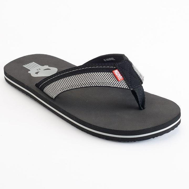 Men's Graphic Flip-flops, Size: Large, Black