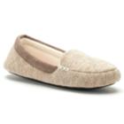Women's Isotoner Marisol Microsuede Heather Knit Moccasin Slippers, Size: Small, Beig/green (beig/khaki)
