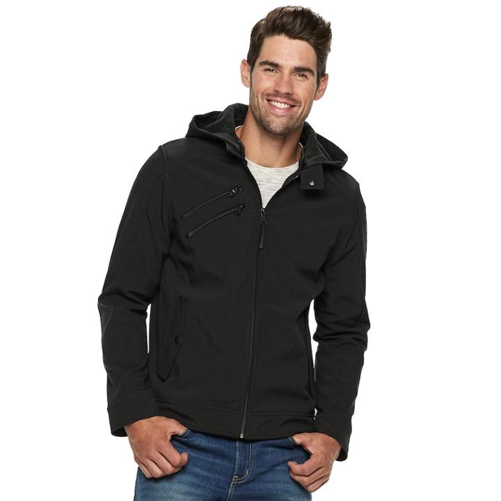 Men's Urban Republic Softshell Hooded Jacket, Size: Xl, Black