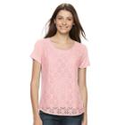 Women's Croft & Barrow&reg; Lace Tee, Size: Large, Brt Pink