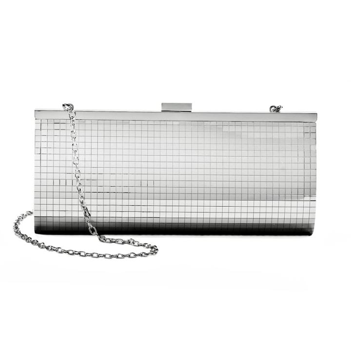 Lenore By La Regale Disco Mirror Top Frame Clutch, Women's, Silver