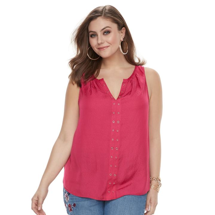 Plus Size Jennifer Lopez Grommet Tank, Women's, Size: 1xl, Med Pink