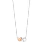 Close At Heart Two Tone Sterling Silver Cubic Zirconia Heart Xo Necklace, Women's