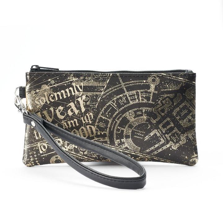 Harry Potter I Solemnly Swear Marauder's Map Wristlet, Women's, Black