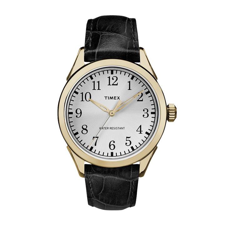Timex Men's Briarwood Terrace Leather Watch, Size: Large, Black