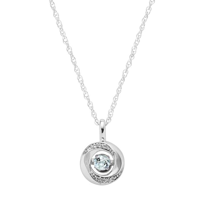 Brilliance In Motion Aquamarine & Diamond Accent Knot Pendant, Women's, Size: 18, Blue