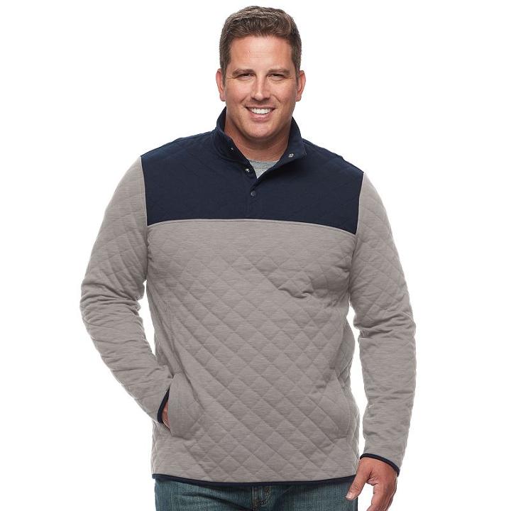 Big & Tall Croft & Barrow&reg; Classic-fit Quilted Mockneck Pullover, Men's, Size: Xxl Tall, Med Grey